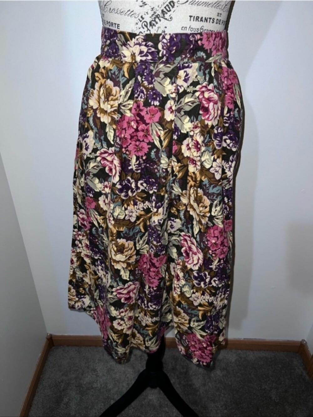 Vtg Herman Geist Cotton Floral Skirt Size 8